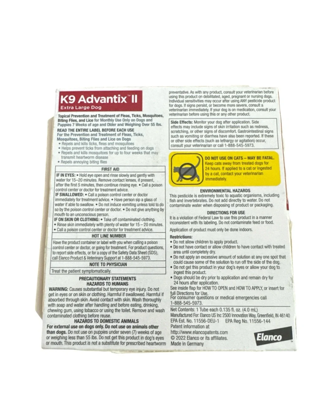 K9 Advantix II Extra Large Dog Flea & Tick Treatment 1 month supply over 55lbs